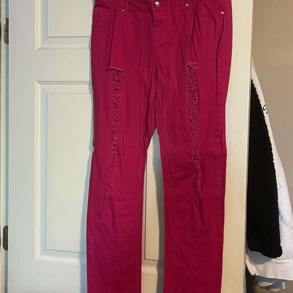 Hot Pink Damaged Jean